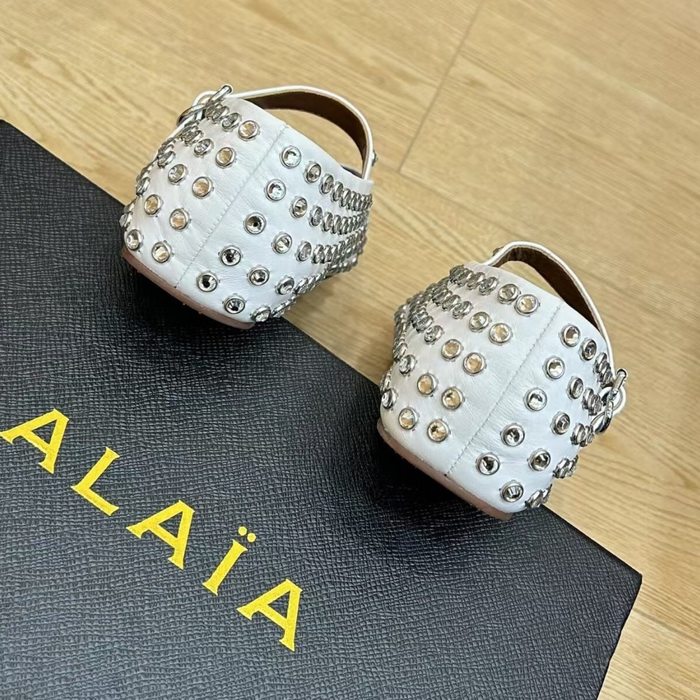 Alaia White Studded Flats - Picture 7 of 7